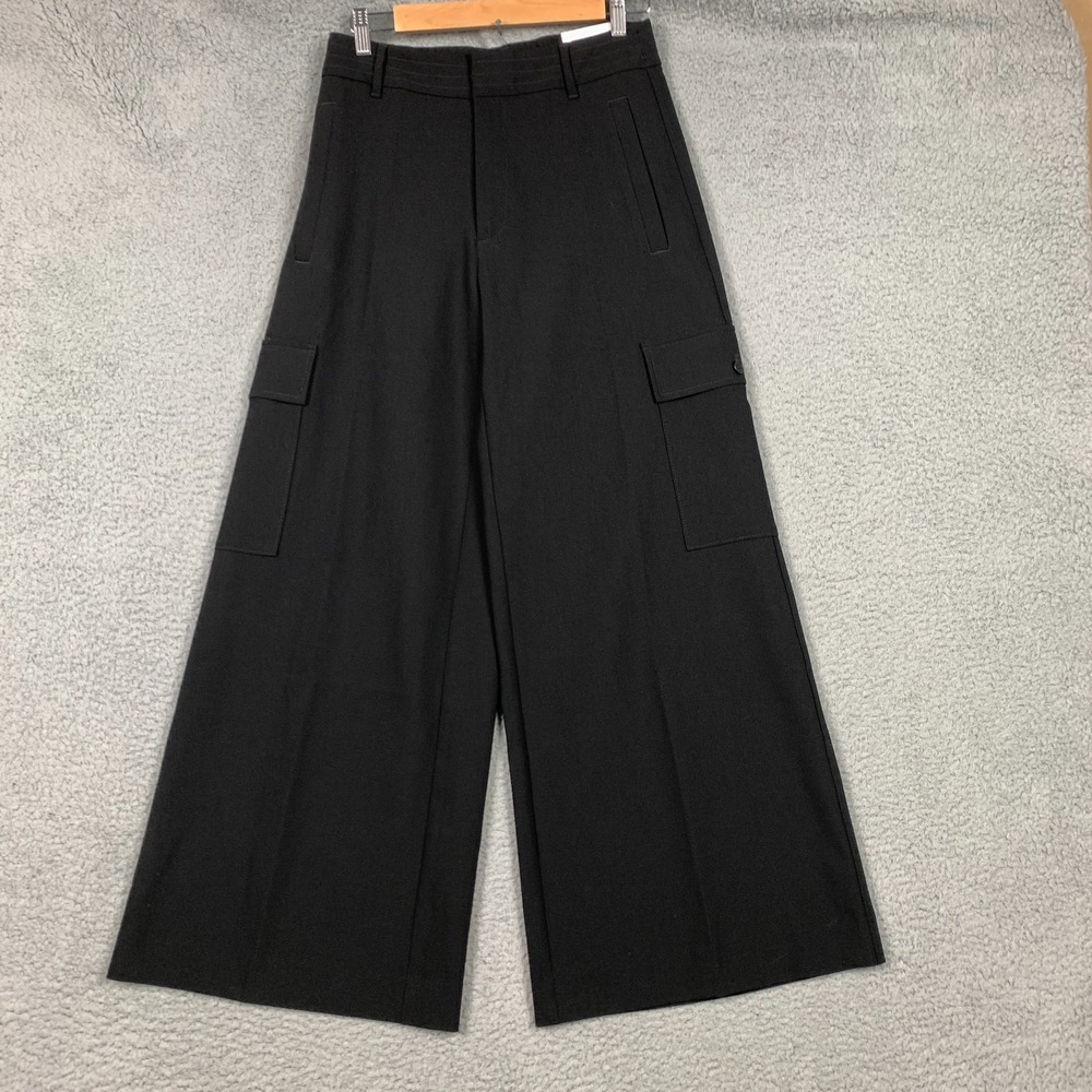 Chico's Polished Cargo Pants Women's 00R Black Wide Leg Stretch Utility NWT $139
